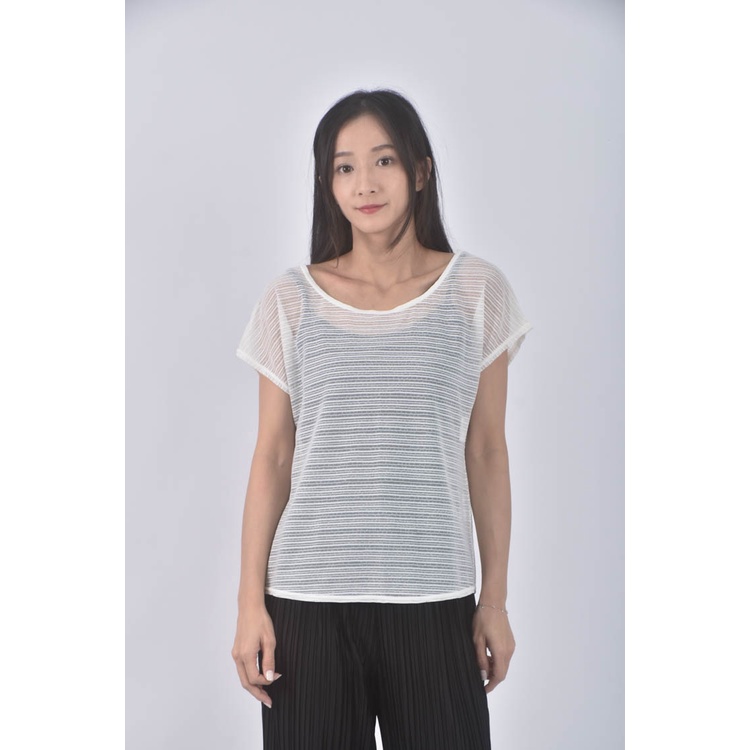 (XL) 微透白色短袖上衣二手衣, , large