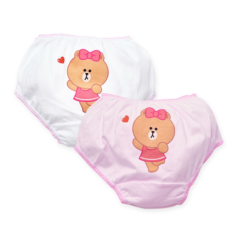 LINE FRIENDS 熊美女童三角內褲(2入組) 純棉兒童內褲 台灣製兒童內褲 BF-CG001【旺達棉品】, , large