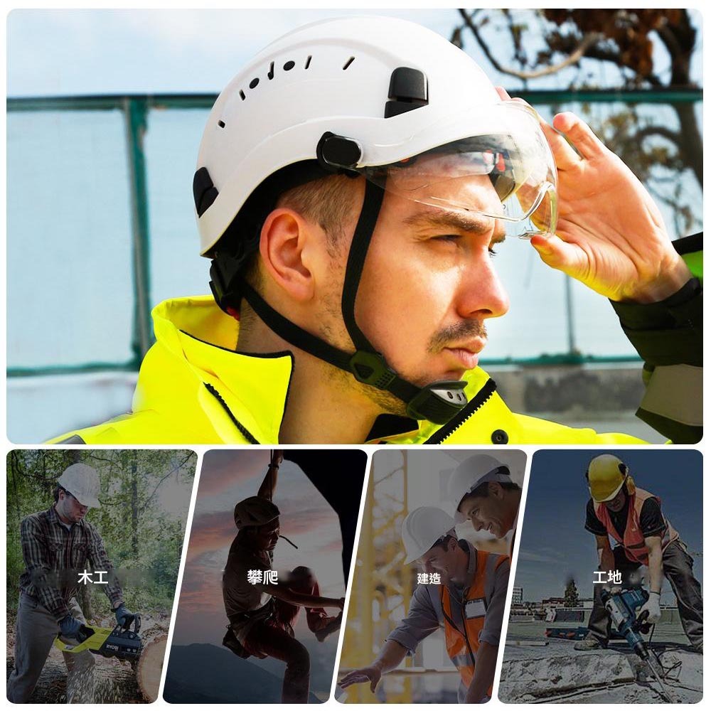工地護目安全帽(藍)可接耳罩, , large