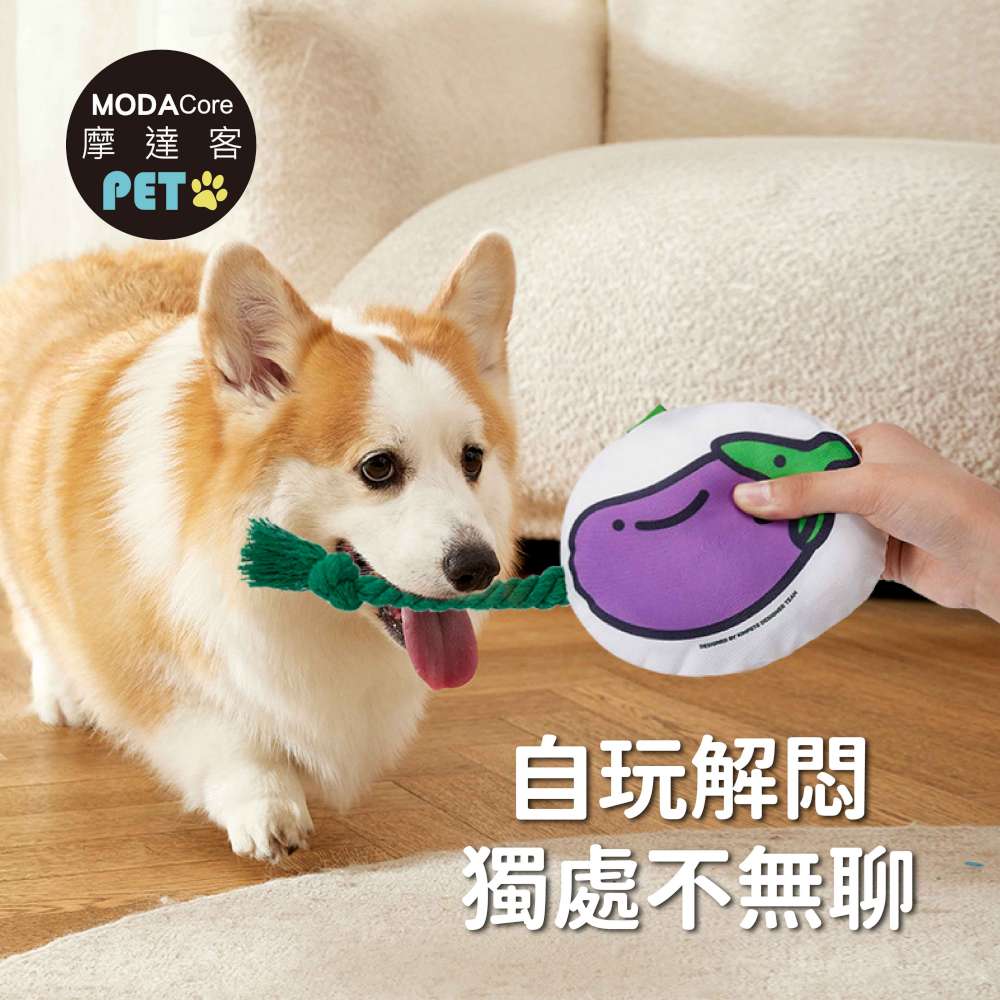 摩達客寵物-棉繩咬咬發聲玩具-茄子與番茄兩入組-狗猫磨牙互動紓壓_陪伴布娃娃自嗨解悶, , large