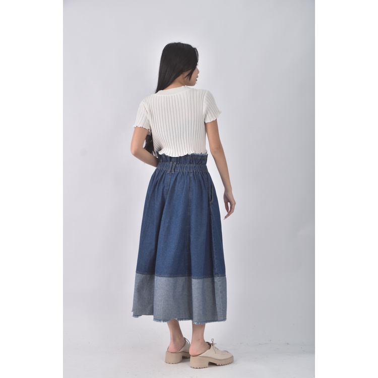 (M) suitangtang丹寧牛仔質感棉質純棉藍色長裙二手衣, , large