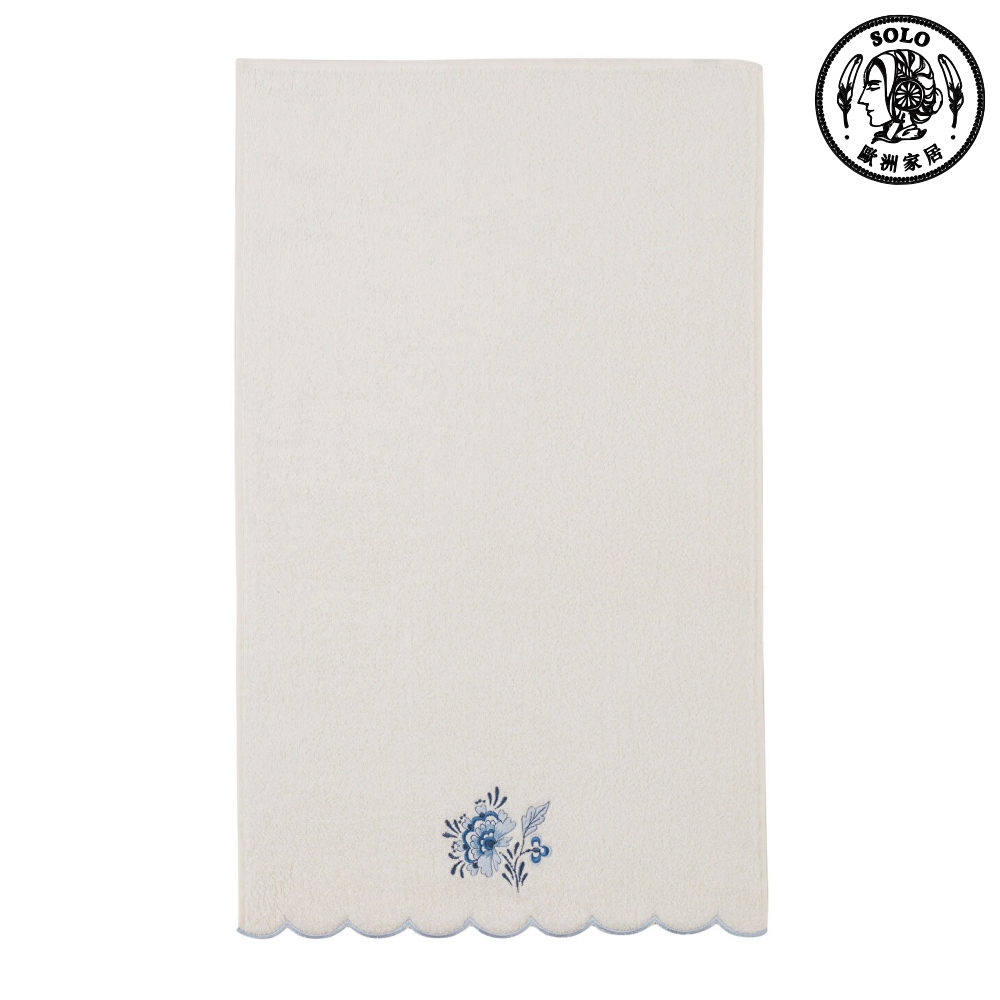 【SOLO Vintage】LCW Home 50x80cm Blue Porcelain Flower Embroidery Towel 100% Cotton Super Absorbent Made in Turkey, , large