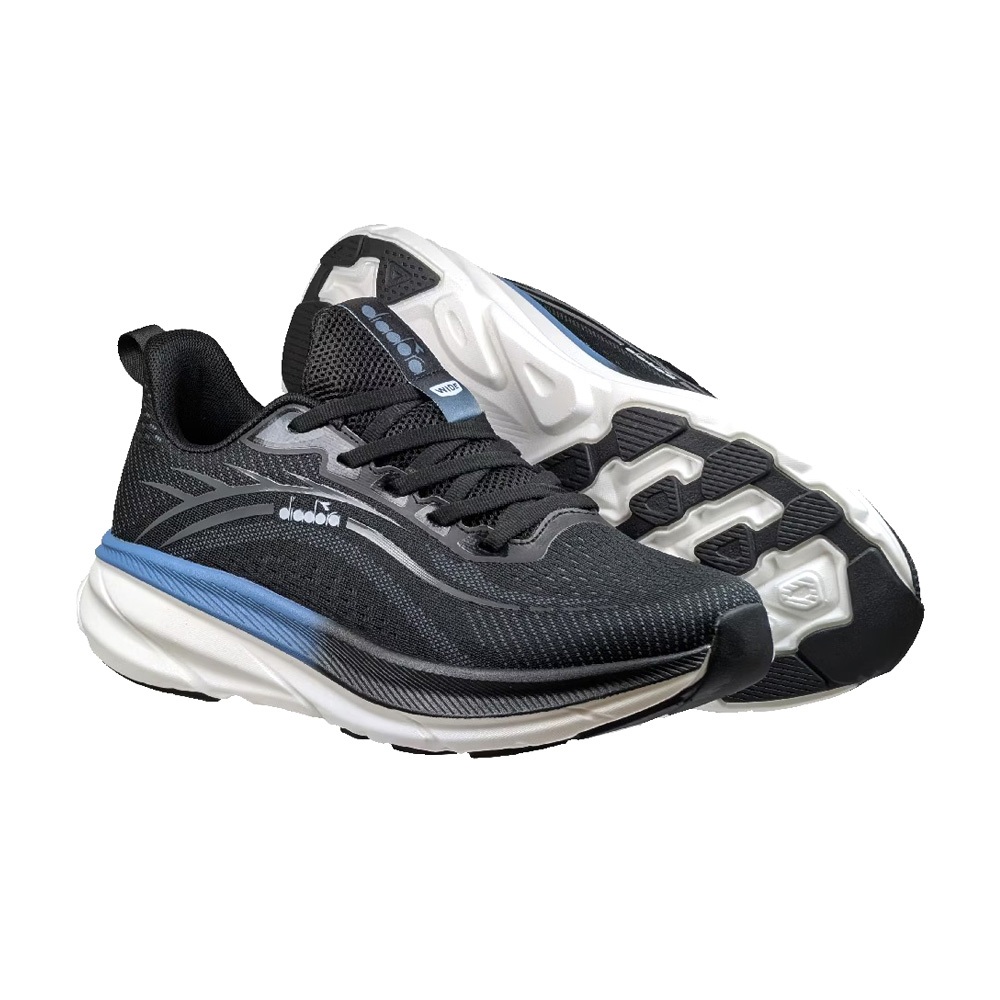 DIADORA迪亞多那 專業避震慢跑鞋 男運動鞋 男鞋 時尚 寬楦 輕盈 透氣 厚底 吸震 回彈 止滑 穩定 藍 黑, , large