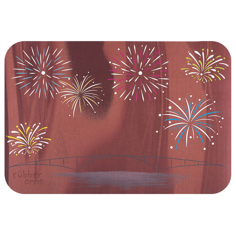 【Monster】 Luminous Soft Diatomaceous Earth Absorbent Mat – Fireworks Festival (60x40cm) – Red-Brown Series, , large