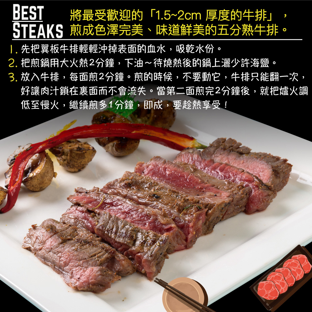 豪鮮牛肉 美國安格斯頂級霜降翼板牛排1片(200g&plusmn;10%/片)_任選, , large