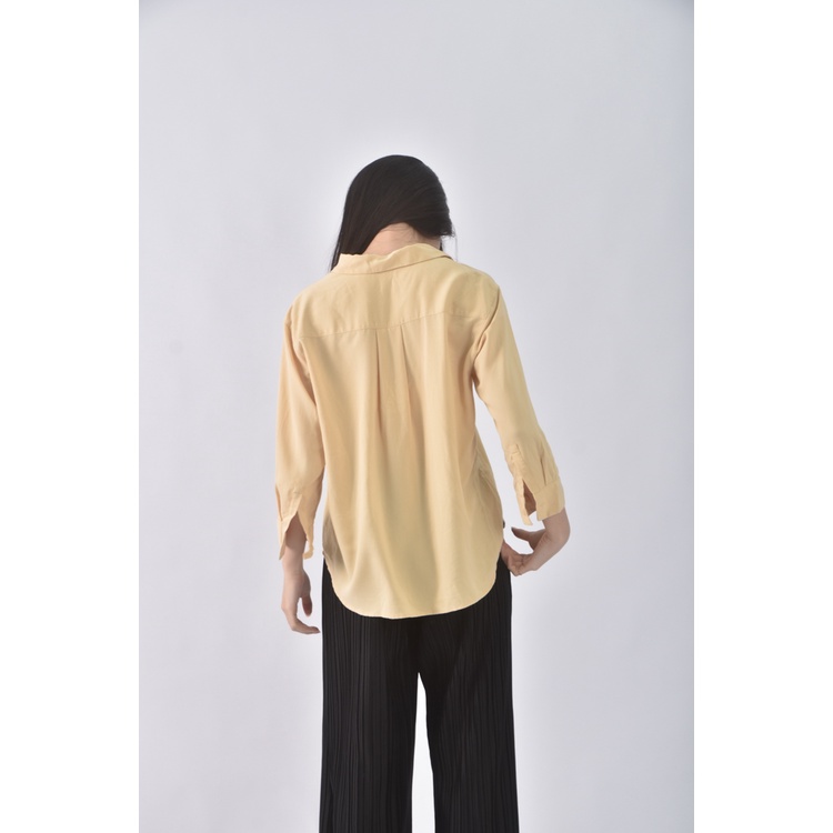 (S) uniqlo黃色長袖上衣二手衣, , large