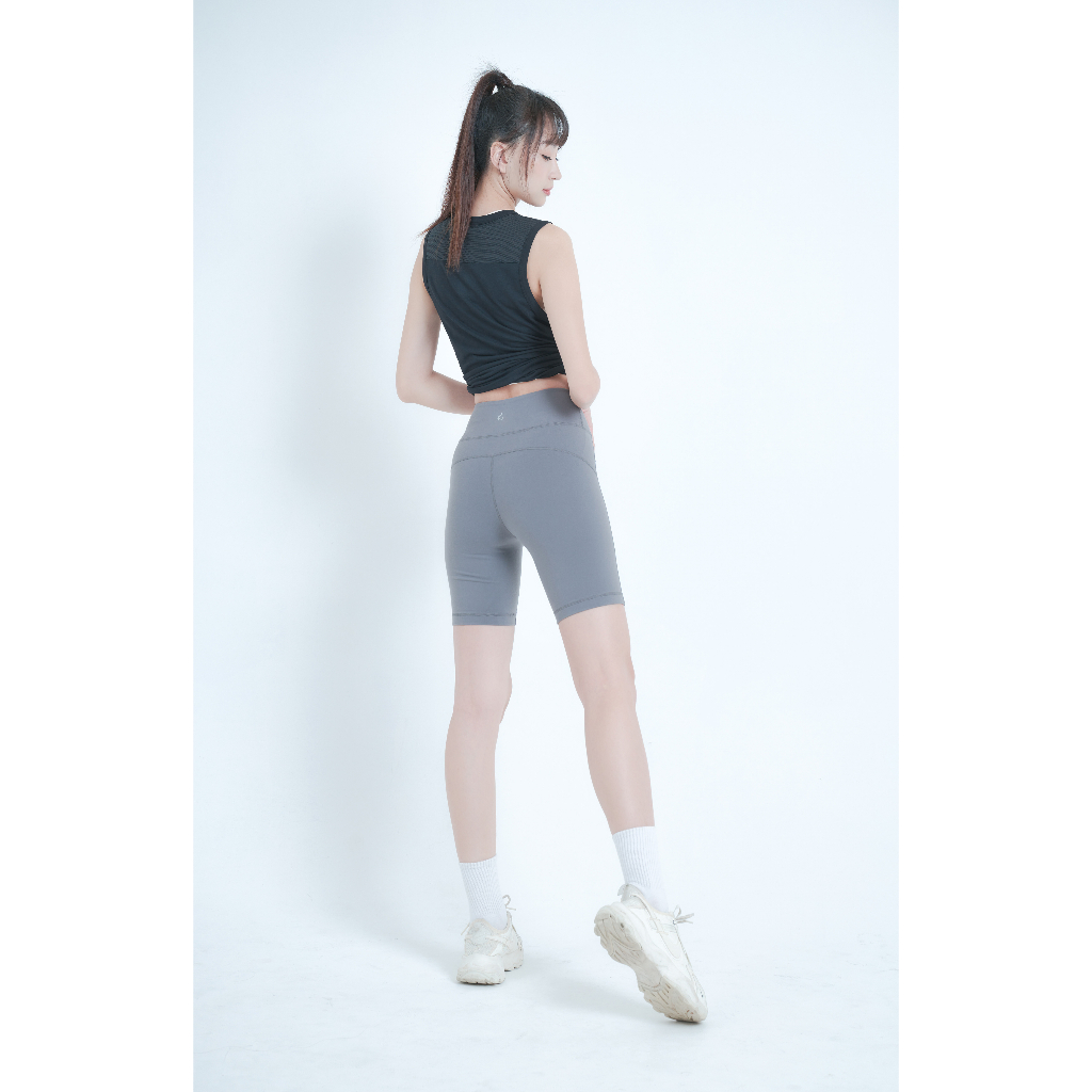 YOGA FLOW Slim Shorts - 3D剪裁修身五分褲 - 冰川灰 Charcoal Grey, , large