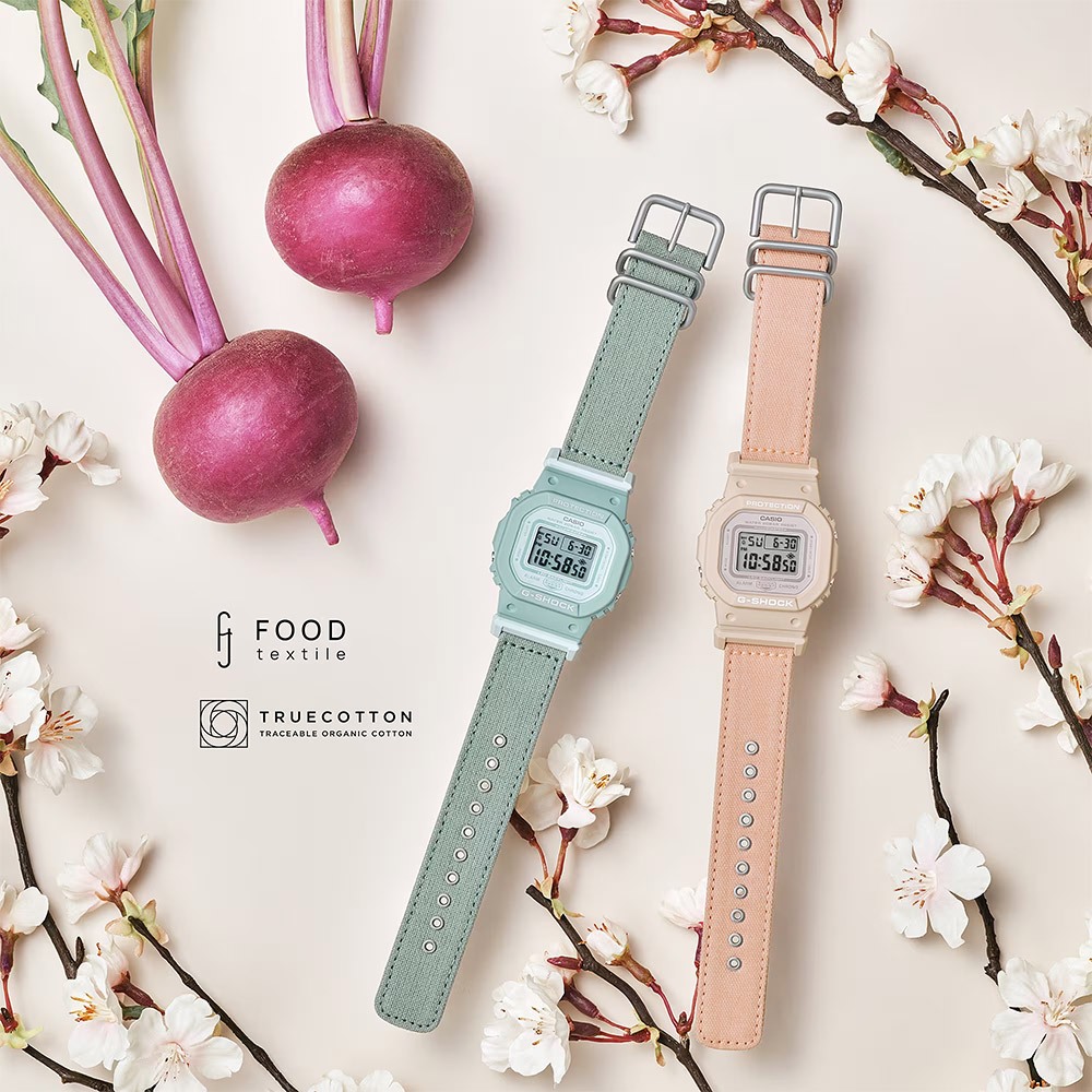 CASIO 卡西歐 G-SHOCK 自然系列 櫻花粉 布質錶帶方型女錶 GMD-S5600CT-4, , large