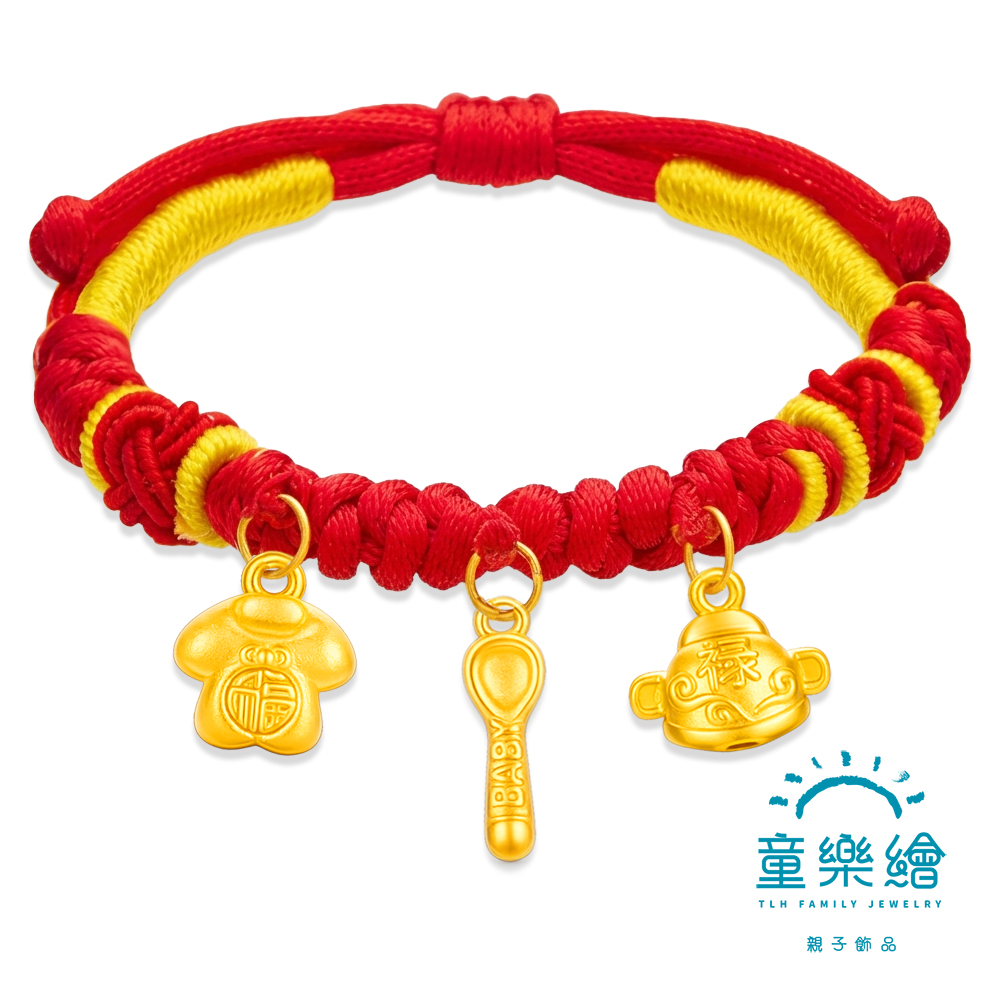 【童樂繪金飾】福寶初願 兒童紅繩手鍊 附贈馬年平安符 約重0.13錢&plusmn;0.03 (馬年 滿月禮 彌月黃金 抓週), , large