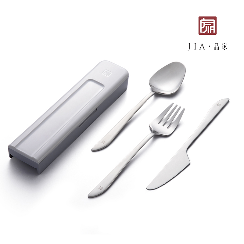 【JIA品家】環保不鏽鋼 靜音隨行餐具3件組 太空灰, , large