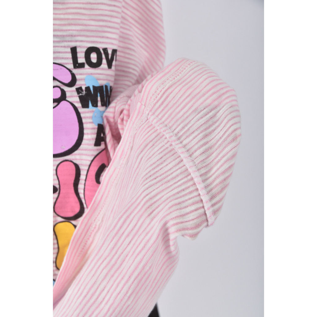 (F) black條紋粉色長袖上衣二手衣, , large