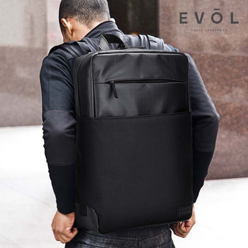 [新加坡AGVA] EVOL系列- BYRON 防潑水電腦後背包-15.6 EV013 曜石黑