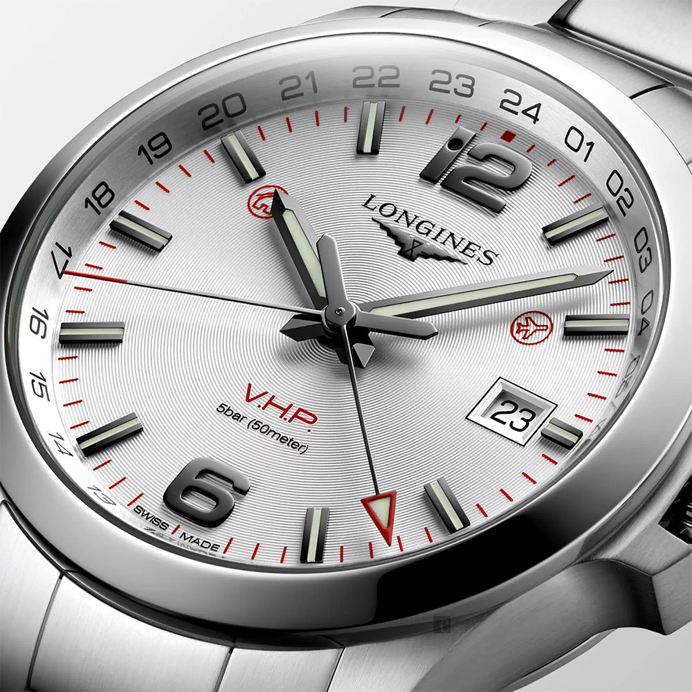 LONGINES 浪琴 征服者系列V.H.P. GMT 萬年曆手錶-銀/43mm L37284766, , large