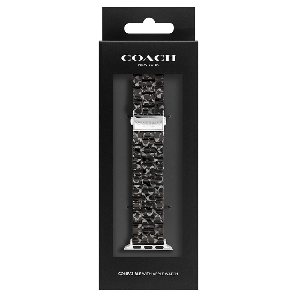 COACH Apple Watch 錶帶 38/41/42mm 適用 錶帶- 黑色C字玳瑁紋(不含手錶), , large