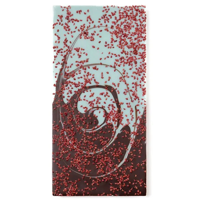 Dark (75%) and white mint-flavoured chocolate with cranberry seeds, , large