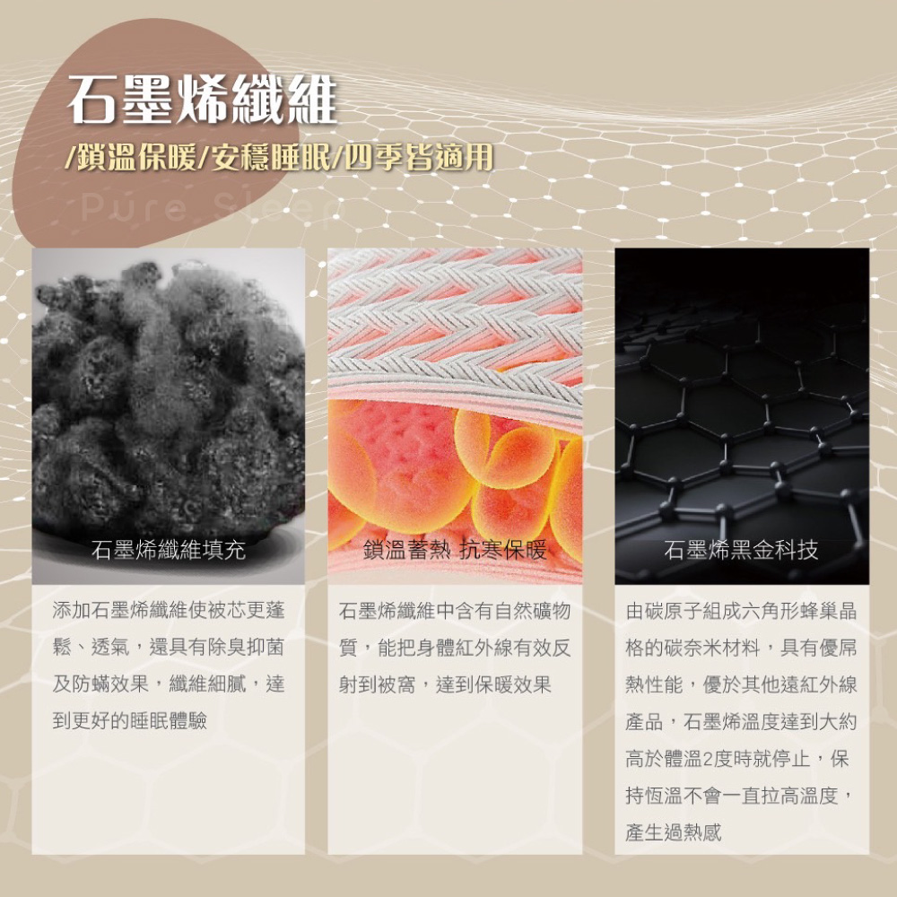 [ Pure Sleep純好眠 ] 台灣製-石墨烯遠紅外線發熱被, , large