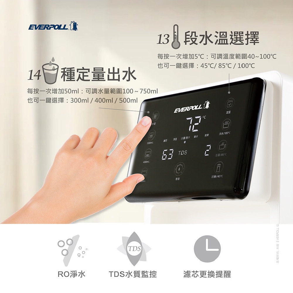 【麗水生活】EVERPOLL愛科濾淨 RO-115AI 桌上型智慧飲水機(包裝內均含有濾芯、水壺), , large