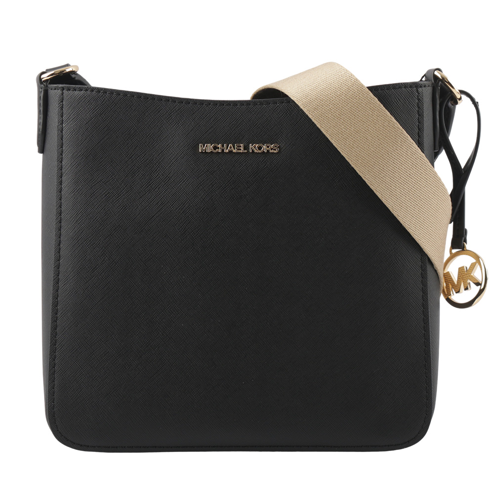 Michael Kors Jet Set Travel 金字防刮帆布斜背郵差包/黑色, , large