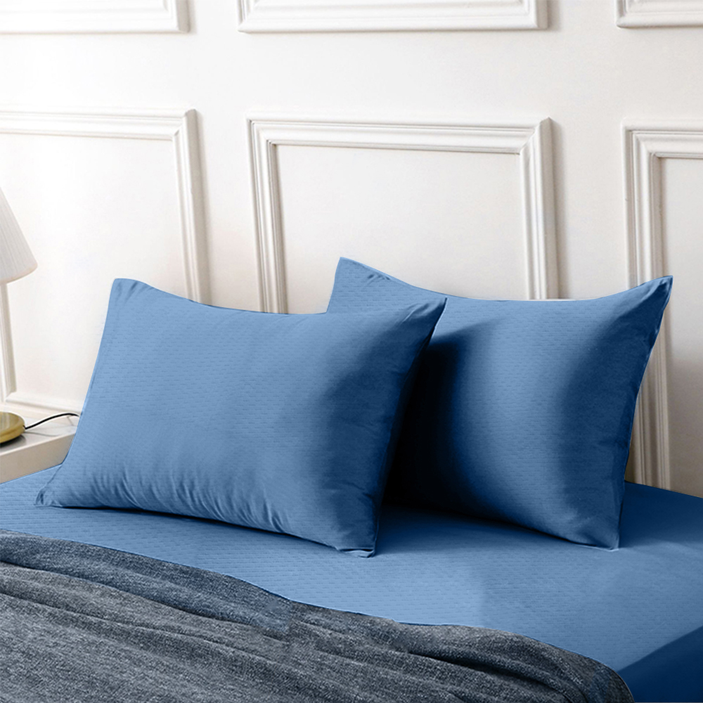 【寢室安居】護理級銀離子100%防水防蹣抗菌透氣保潔枕套-1對-深藍, , large