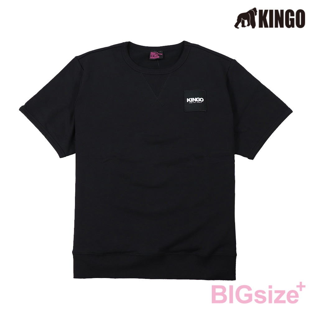 KINGO-大尺碼-女款 重磅圓領T恤-黑/紫-444101, , large