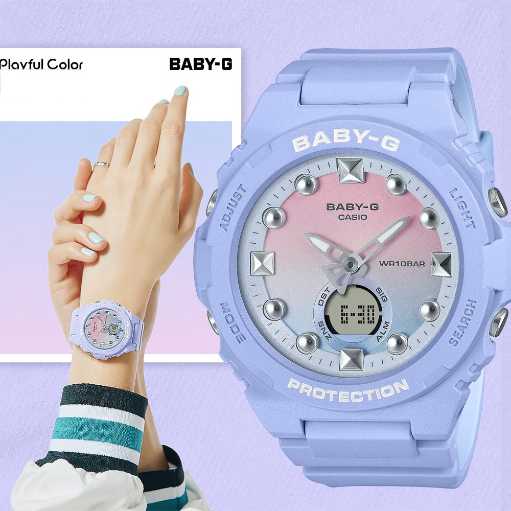 CASIO 卡西歐 BABY-G 冬日漸層女錶 手錶 BGA-320-2A1, , large