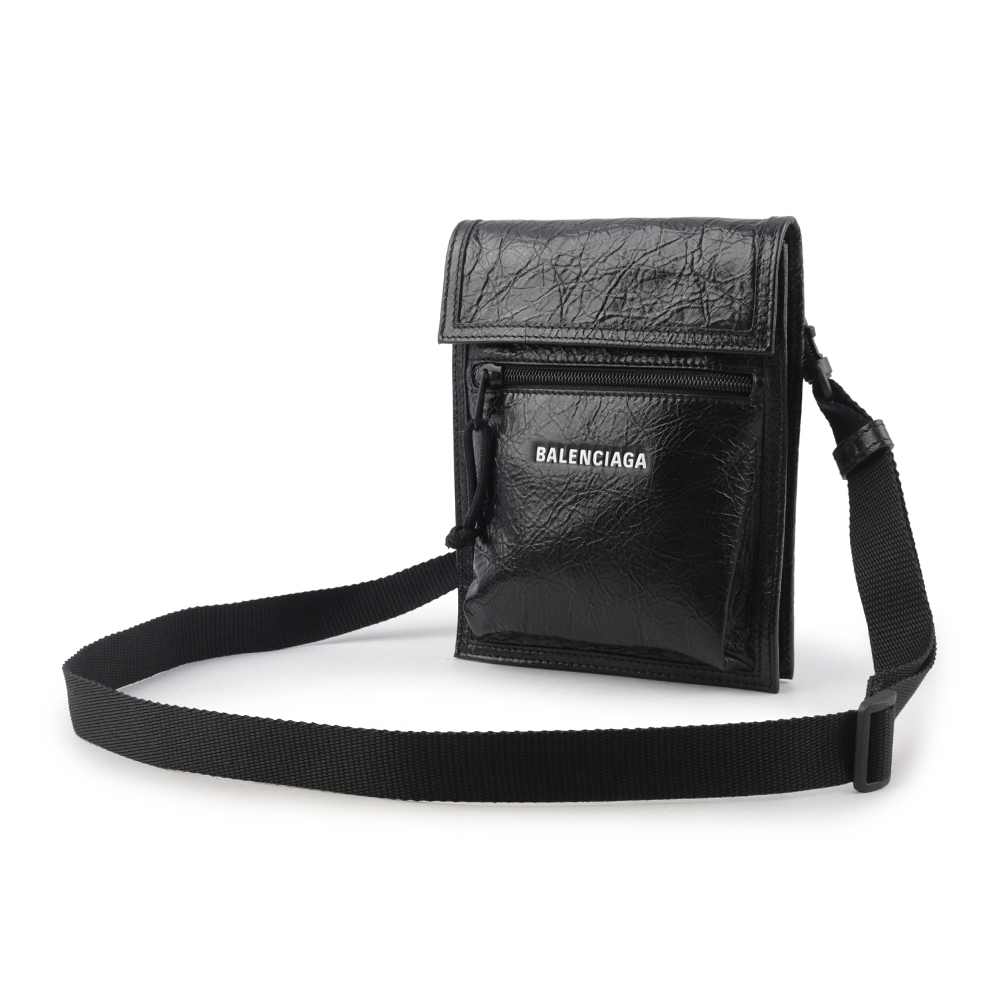 BALENCIAGA Explorer 小羊皮小型斜背包/黑色, , large