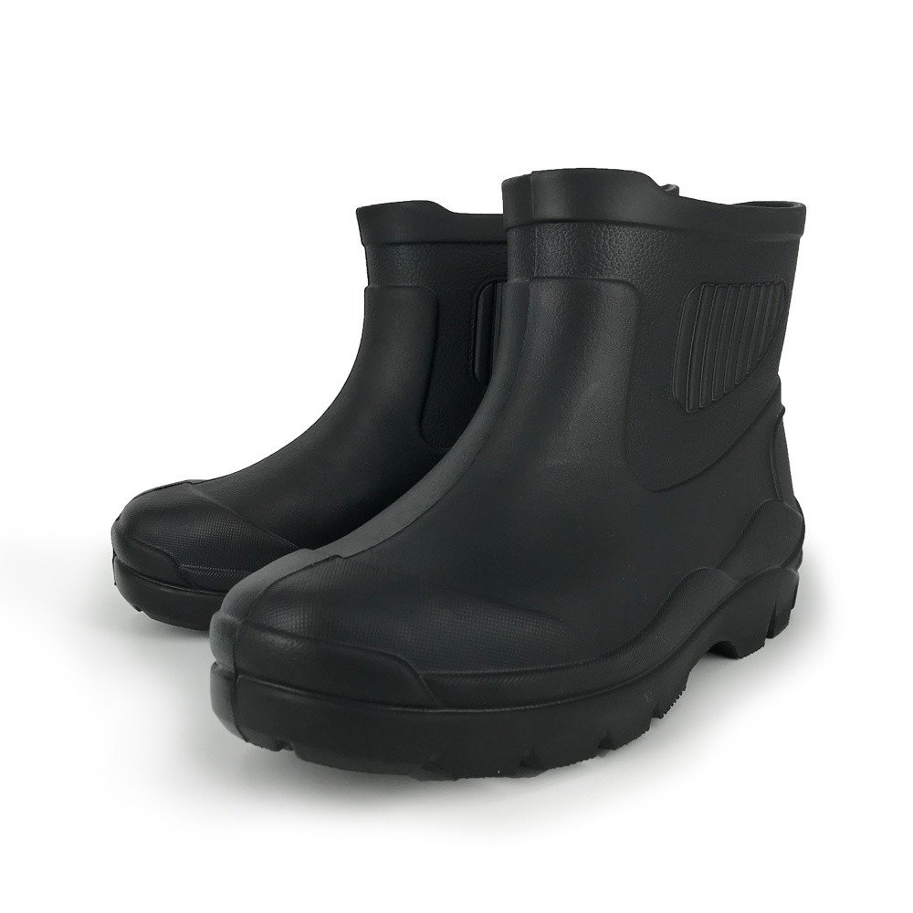 精選短靴式輕量雨鞋 MIT 台灣製造 男鞋 男靴 短雨靴 防水鞋 一體成型 控溫EVA 彈性 舒適 耐磨 抓地 止滑 黑