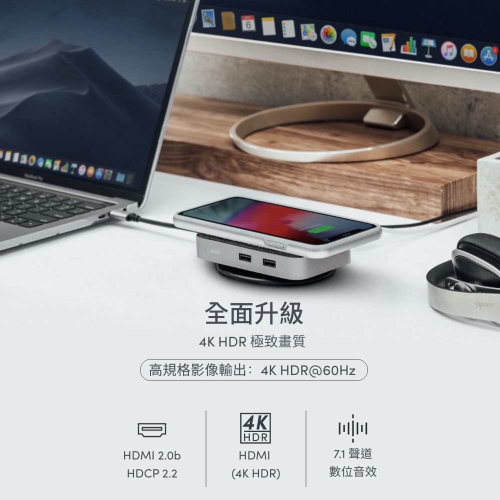 Moshi Symbus Q -USB-C 多功能無線充電擴充基座, , large