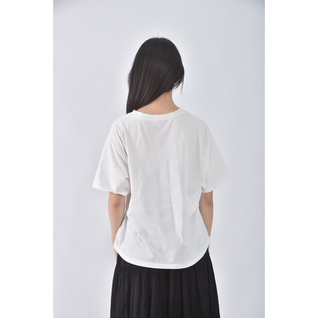 (XL) butter韓牌大圖白色短袖上衣二手衣, , large