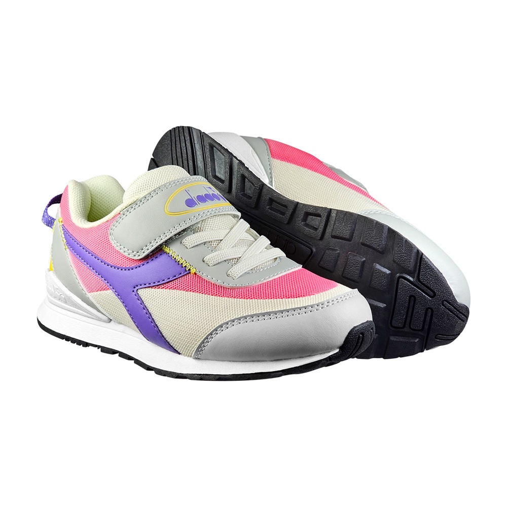 DIADORA迪亞多那 復古兒童運動鞋 童運動鞋 童鞋 撞色 拼接 寬楦 透氣 康特杯 保護後跟 耐磨 防滑 卡其 灰粉, , large