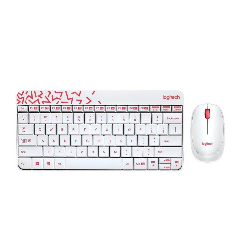 【 Logitech 羅技 】MK240 NANO 白色/紅邊 無線 鍵盤滑鼠組 防濺設計 舒適打字, , large
