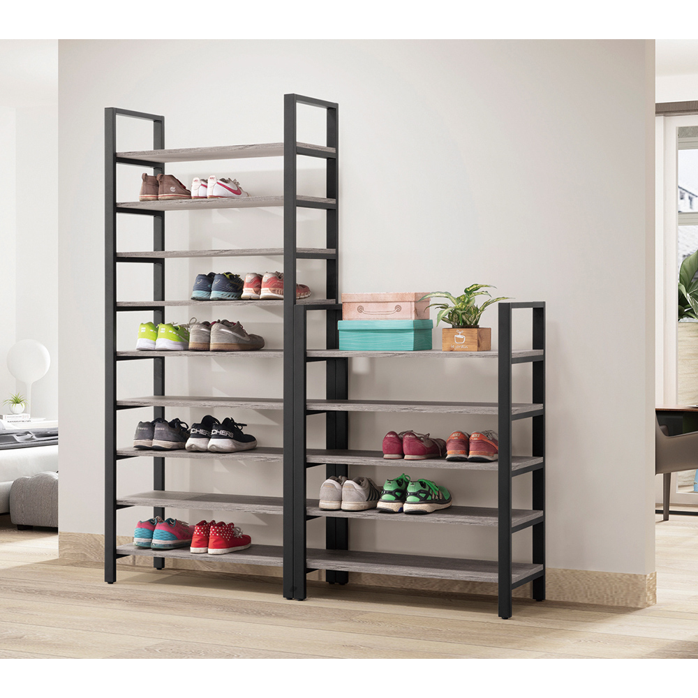 【唯熙傢俱】安迪工業風灰橡色2.7尺高鞋架, , large