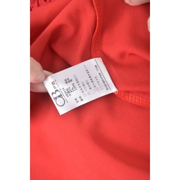 (S) ob style質感棉質露肩紅色短袖上衣二手衣, , large
