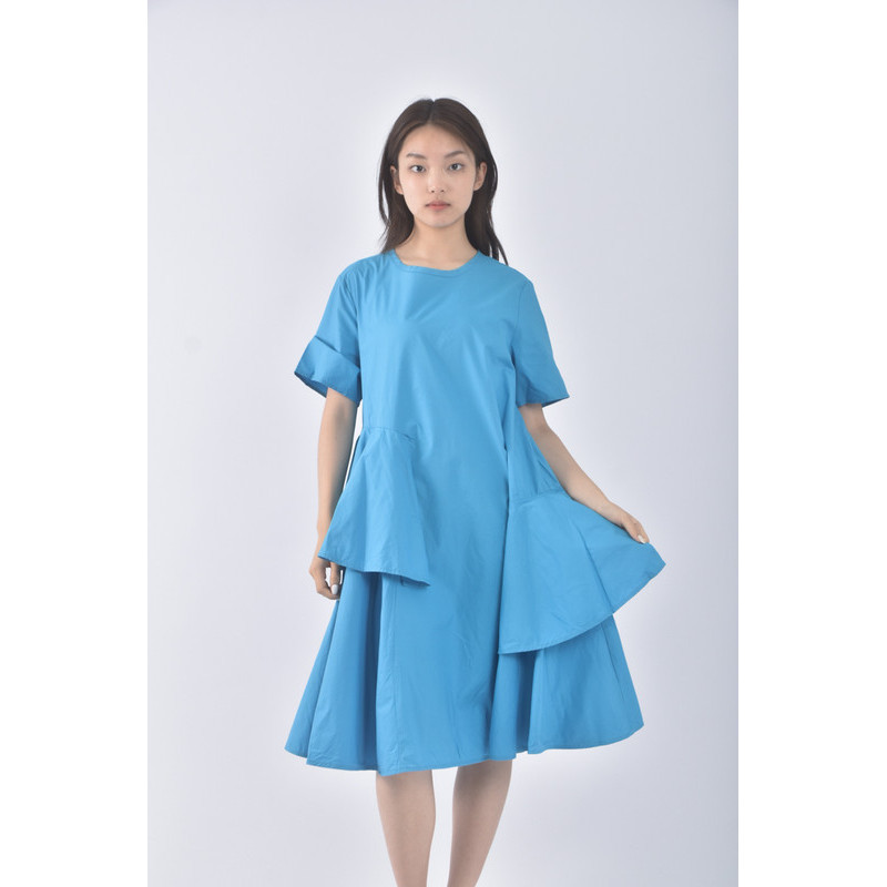 (M) lady meet girl質感圓領藍色洋裝二手衣, , large