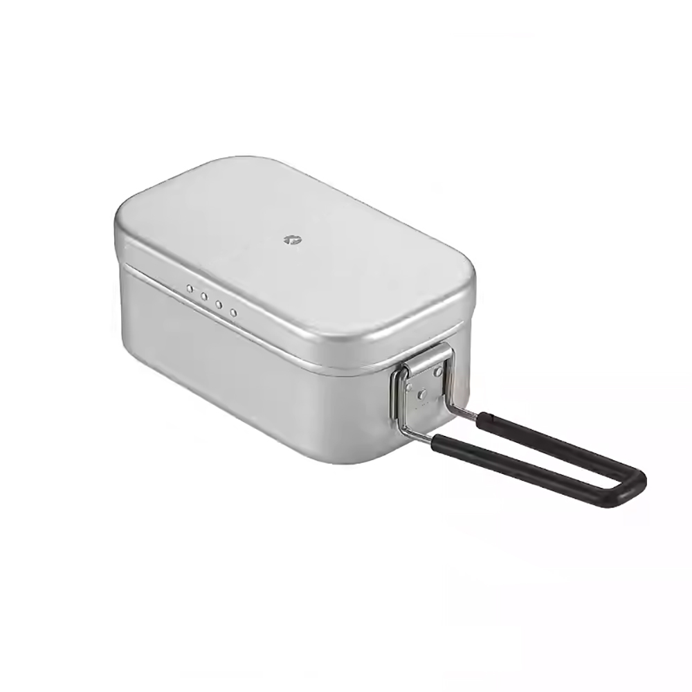 戶外洩壓鋁製飯盒白色 1.3L （洩壓飯盒 露營、 輕量戶外炊具、復古軍風飯盒）, , large