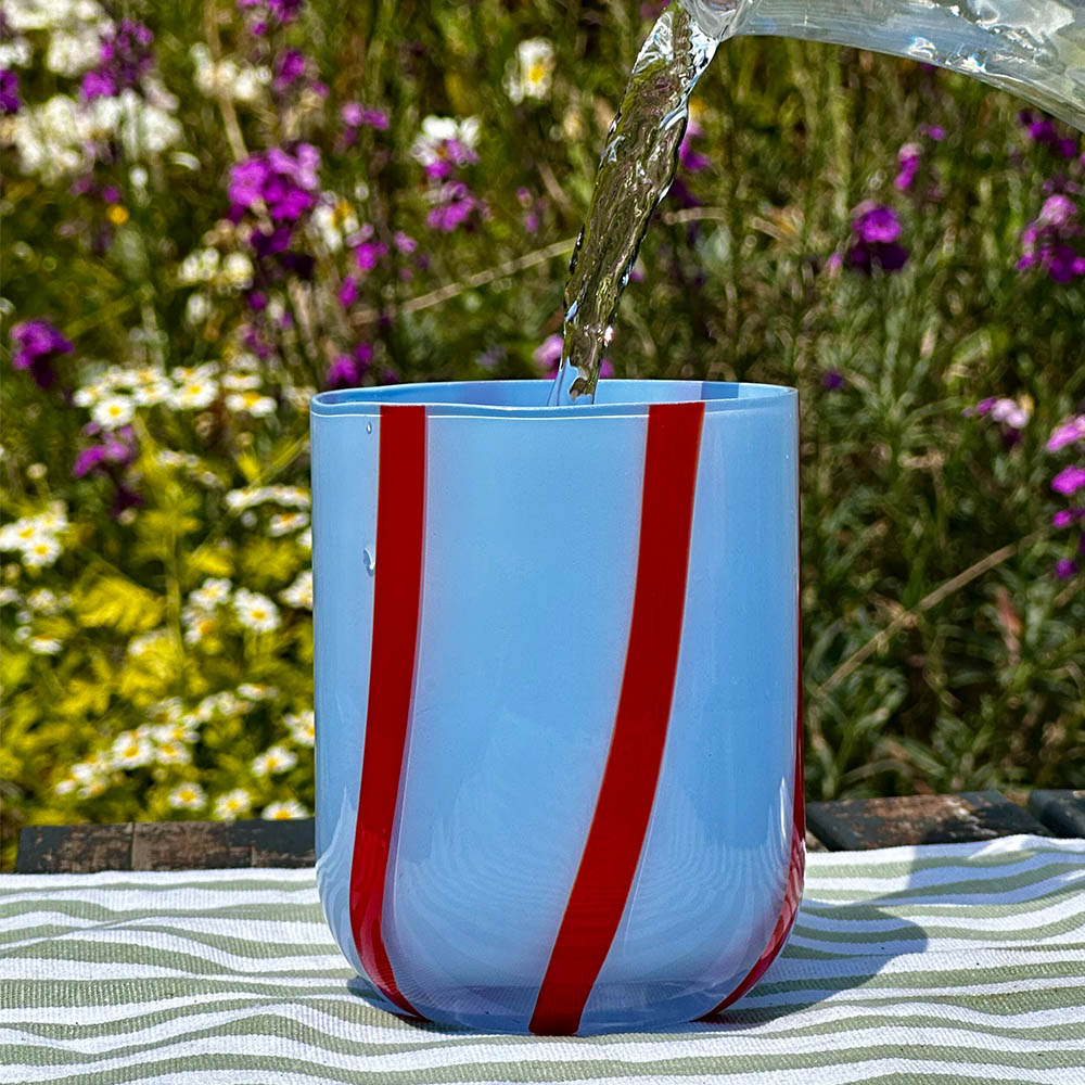 【英國 MÆGEN】Atina 條紋玻璃水杯-藍, , large