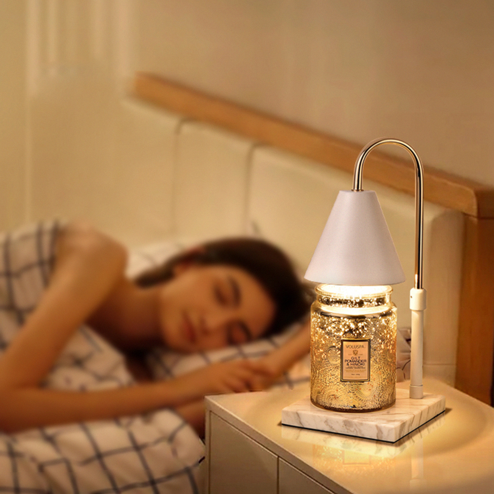 lussuoso - Nordic Warmth and Dimmable Dimmable Wax Lamp - Marble White Shade, 大理石白罩, large