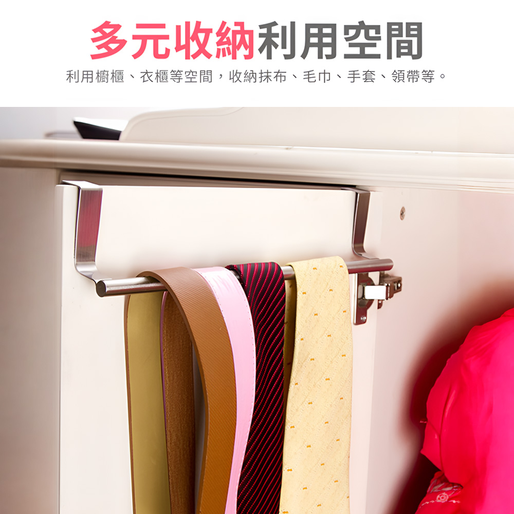 【上手家居】不鏽鋼門後掛鉤 36cm-不銹鋼原色(抹布架/門後掛勾/門後收納/毛巾桿/廚房掛架/抹布掛架/門上掛鉤), , large