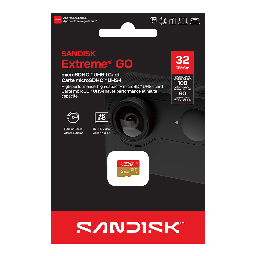 【SanDisk】Extreme GO 32G microSDHC A1 U3 UHS-I V30 4K 記憶卡, , large