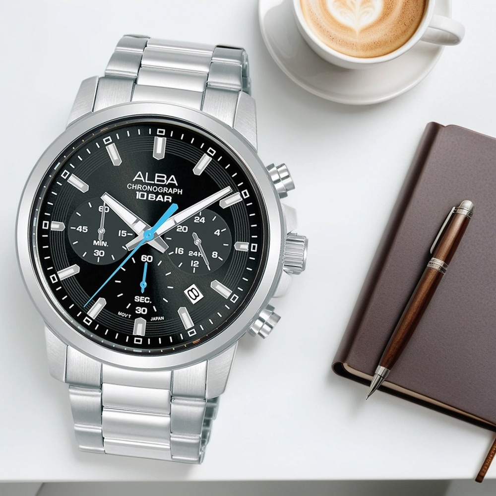 ALBA 雅柏 ACTIVE 三眼計時手錶-42mm AT3J57X1/VD53-X399D, , large