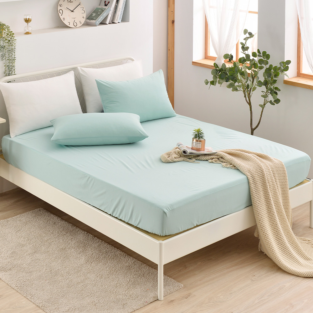 【FOCA】Lake light green | Professional nursing grade 100% ultra waterproof mattress protector - Double extra large, , large