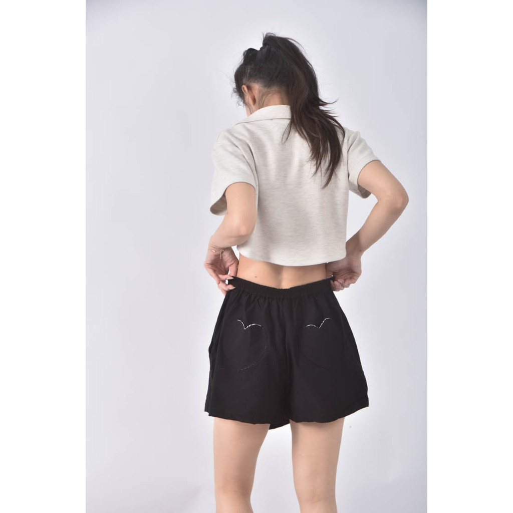 (M) dailo高腰排扣黑色短褲二手衣, , large