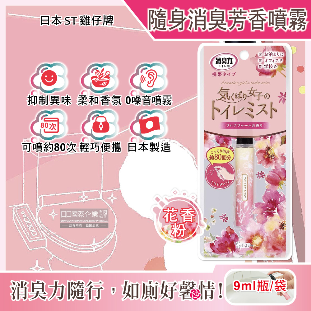 ST Shoshuriki Toilet Deodorizing Spray 9ml Pink, , large