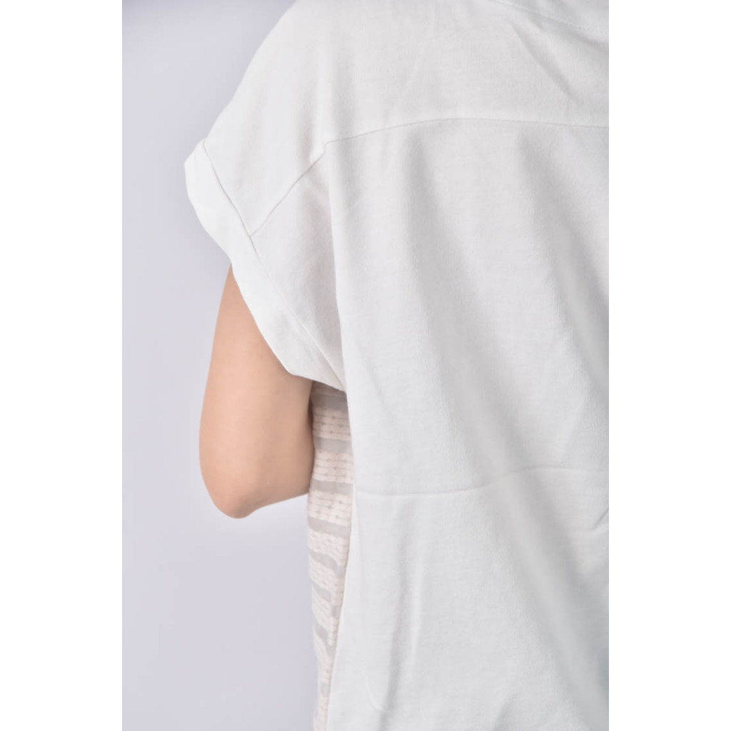 (XL) chica條紋白色短袖上衣二手衣, , large