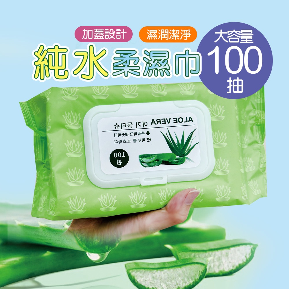 純水濕巾 加蓋濕巾 100抽 無酒精 柔濕巾 濕巾 SP-DR01 【旺達棉品】, , large