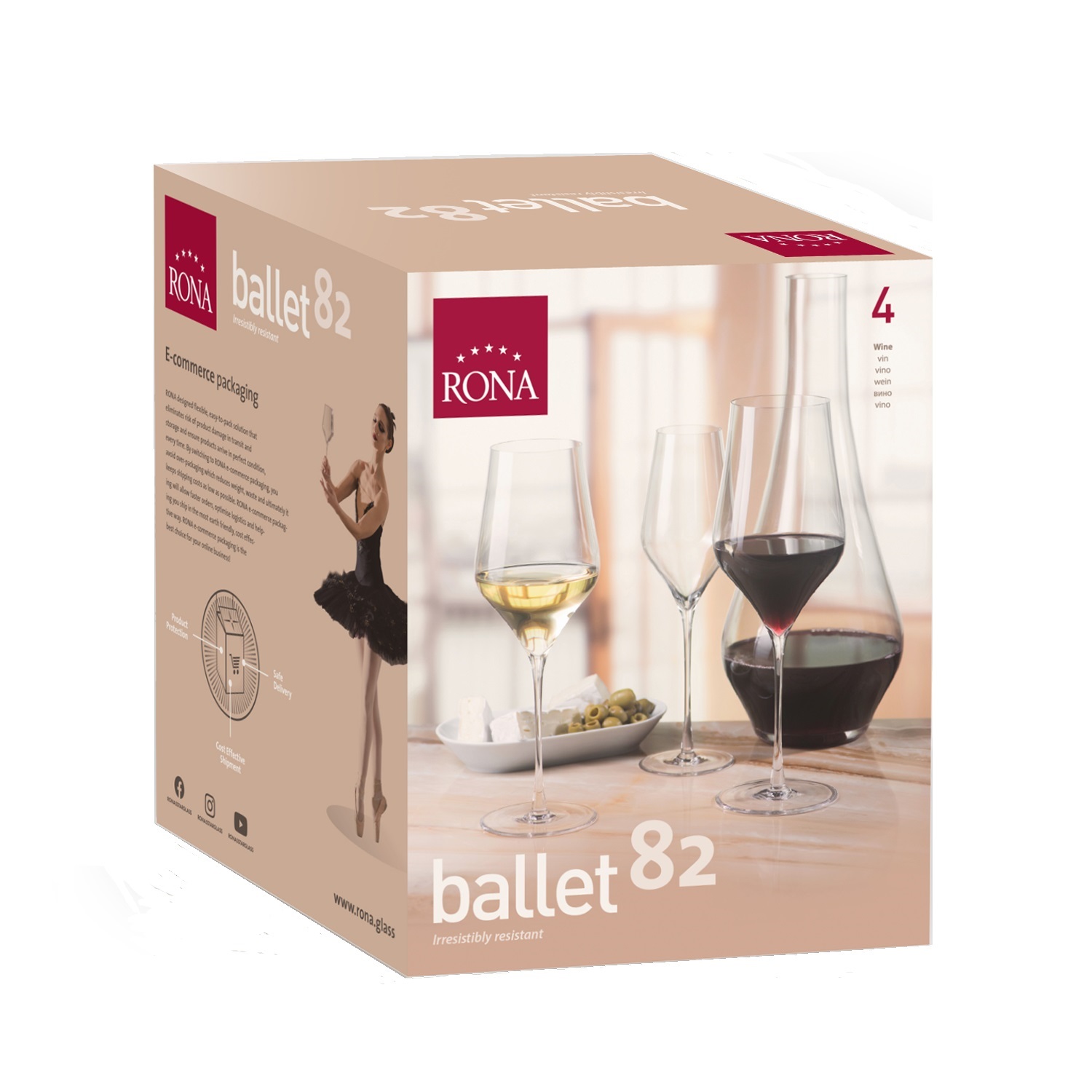 RONA Ballet芭蕾系列-勃根地紅酒杯820ml(四入禮盒)[享恩貿易], , large