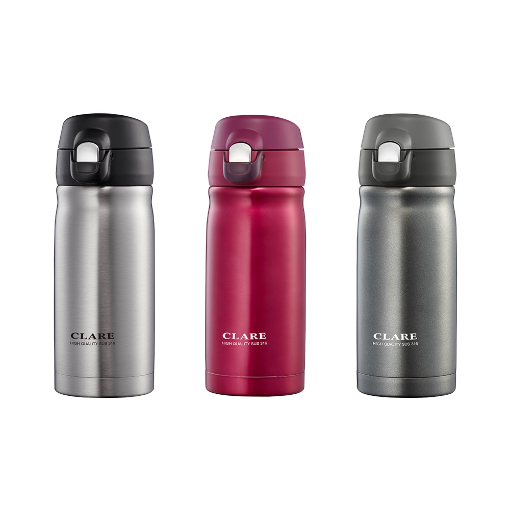 CLARE 可蕾爾 絢彩316不鏽鋼真空彈跳杯保溫杯 320cc酒紅-Leidea樂德兒