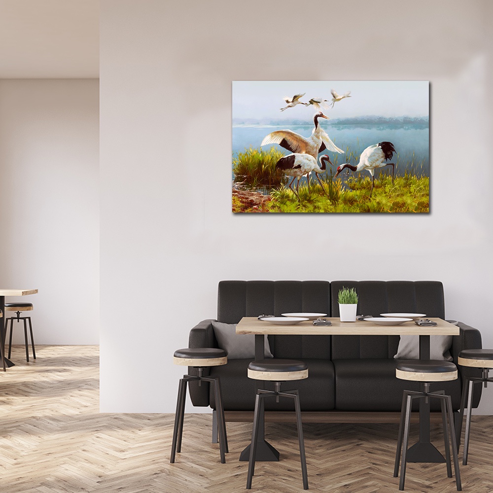 【御畫房】鶴舞 國家一級畫師手繪油畫60×90cm(VF-13), , large