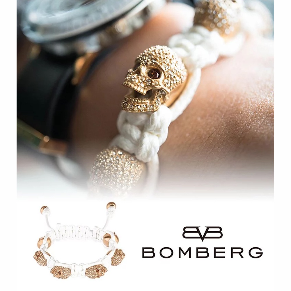BOMBERG 炸彈錶 白水鑽紅眼黃金骷髏白色手環-S (JW-WHT-FSP4N.S6.3), , large