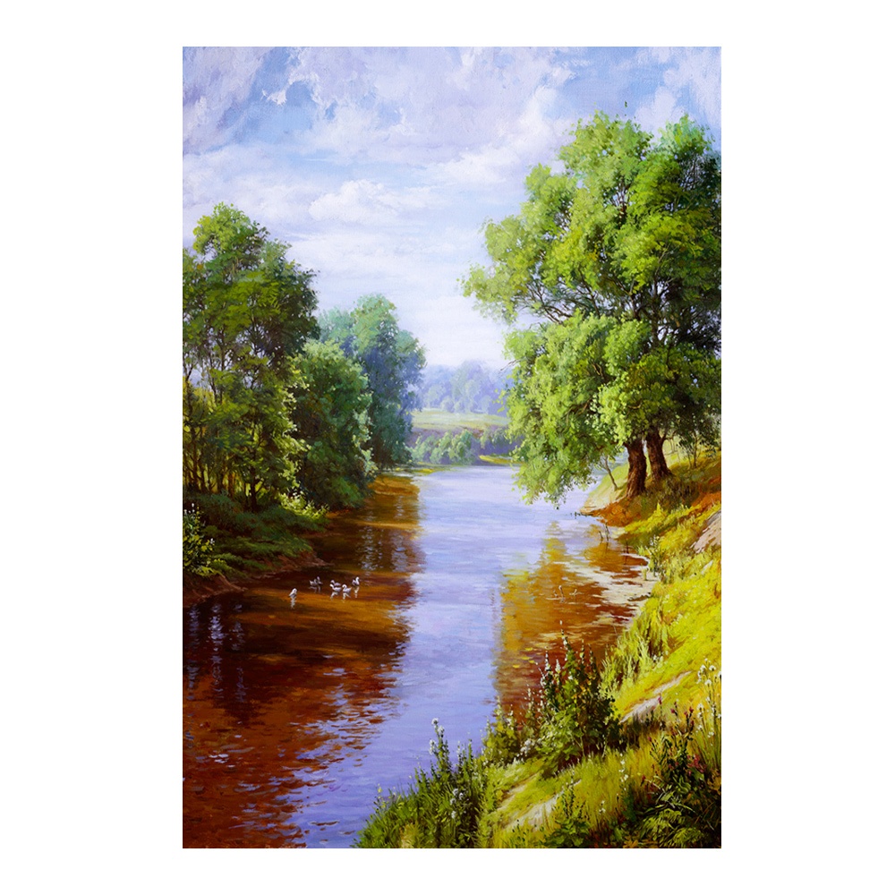 【御畫房】盛夏風光 國家一級畫師手繪油畫60&times;90cm(VF-97), , large